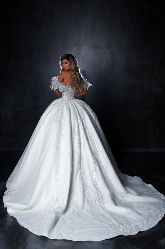 Off The Shoulder Long Train Wedding Dress