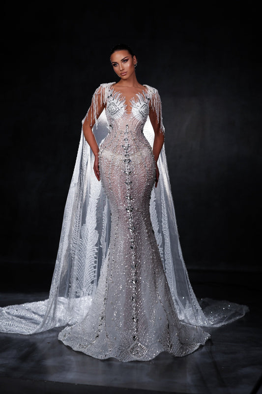 Divine Long Sleeve Mermaid Wedding Dress