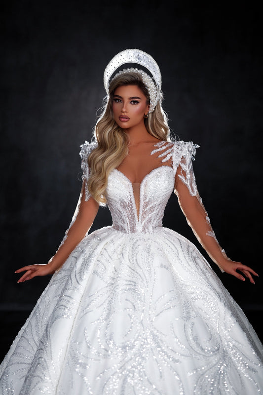 Long Sleeve Wedding Dress Sweetheart Neckline