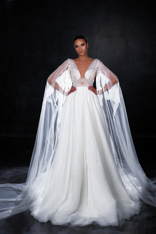 Divine A-Line Long Sleeve Wedding Dress